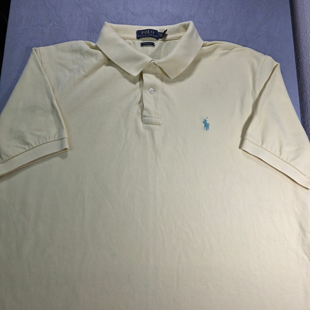 Polo Ralph Lauren Mens XXL Yellow Classic Fit Short Sleeve Pique Polo Shirt